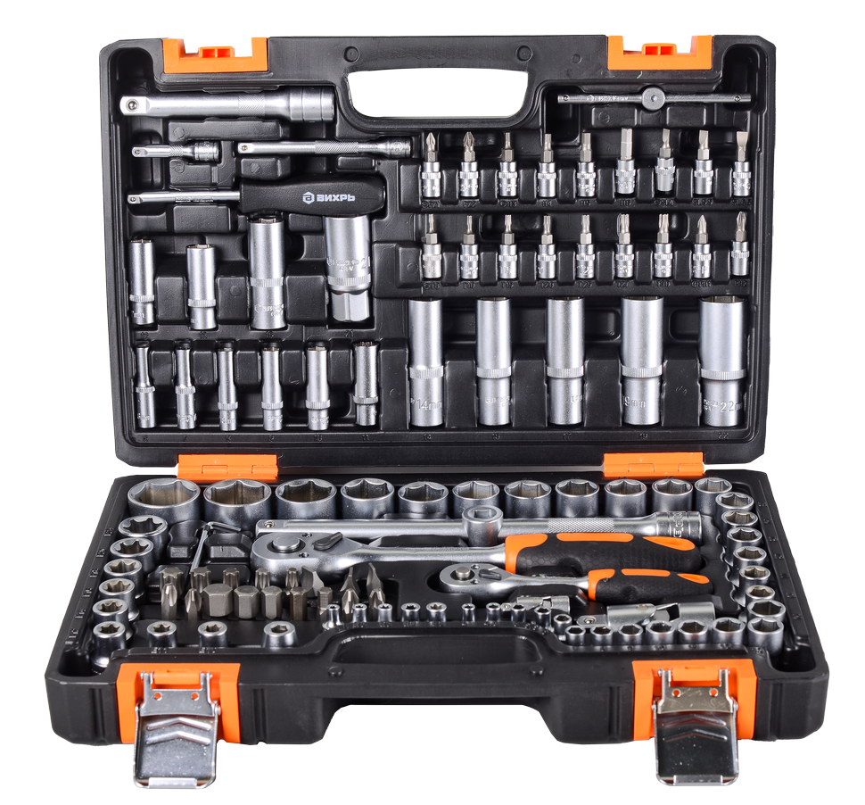Набор инструментов, 1/2", 1/4", CrV, в кейсе 108 предметов Вихрь 