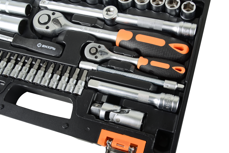 Набор инструментов АВТО, 1/2" , 1/4" , CrV, в кейсе 82 предм Вихрь 