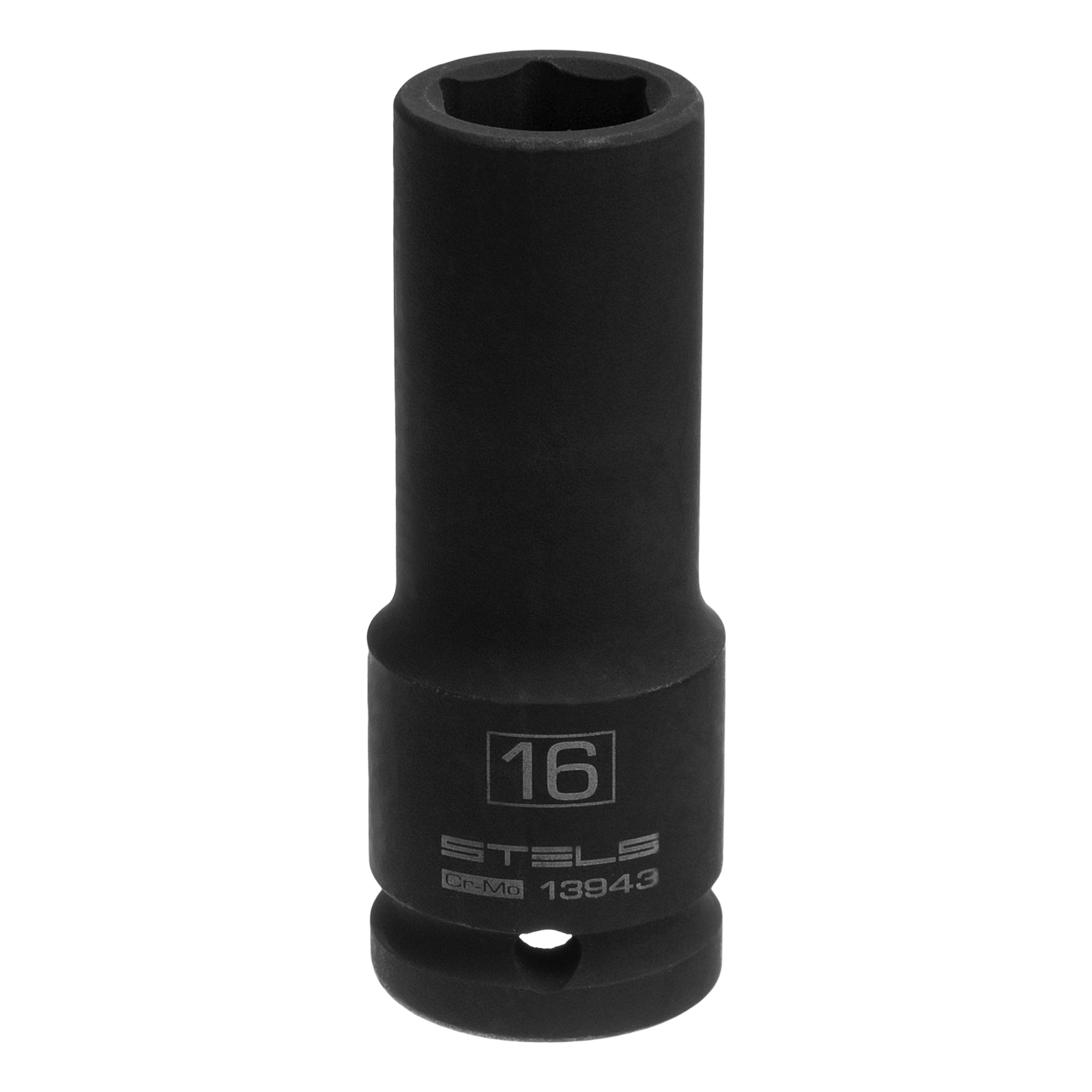 Головка ударная удлиненная шестигранная, 16 мм, 1/2, CrMo Stels 