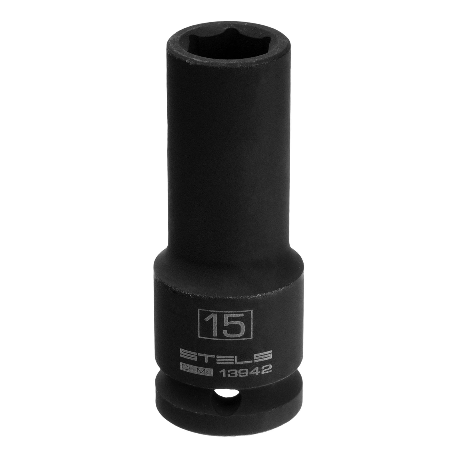 Головка ударная удлиненная шестигранная, 15 мм, 1/2, CrMo Stels 