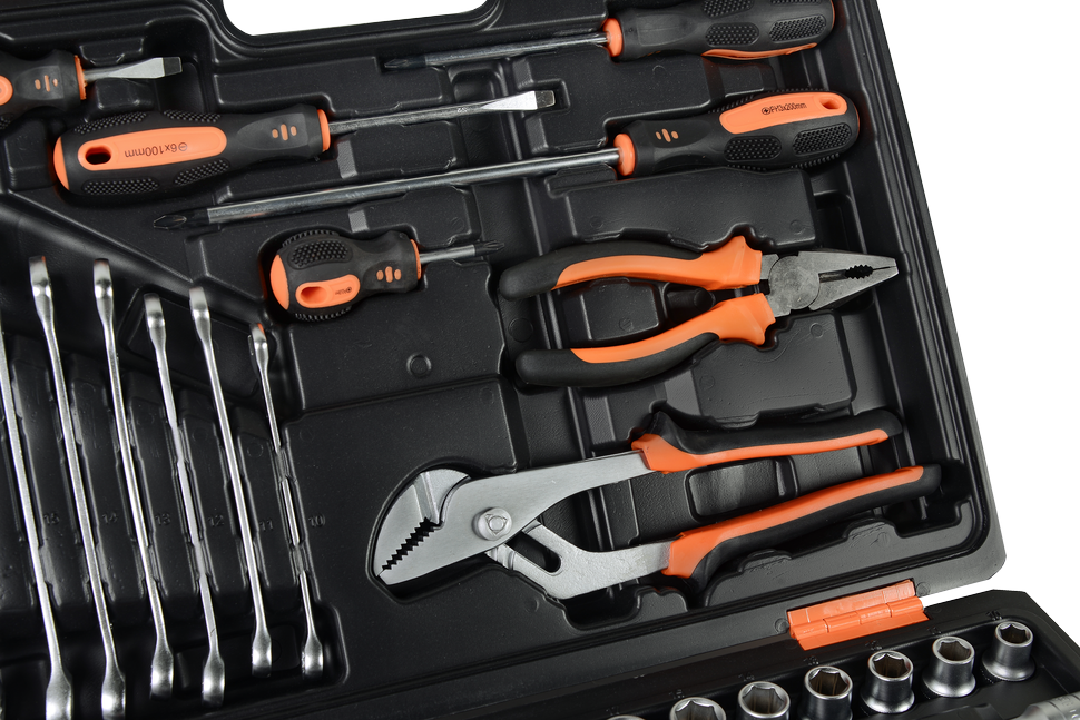 Набор инструментов, 1/2", 1/4", CrV, пластиковый кейс 76 предмета Вихрь 