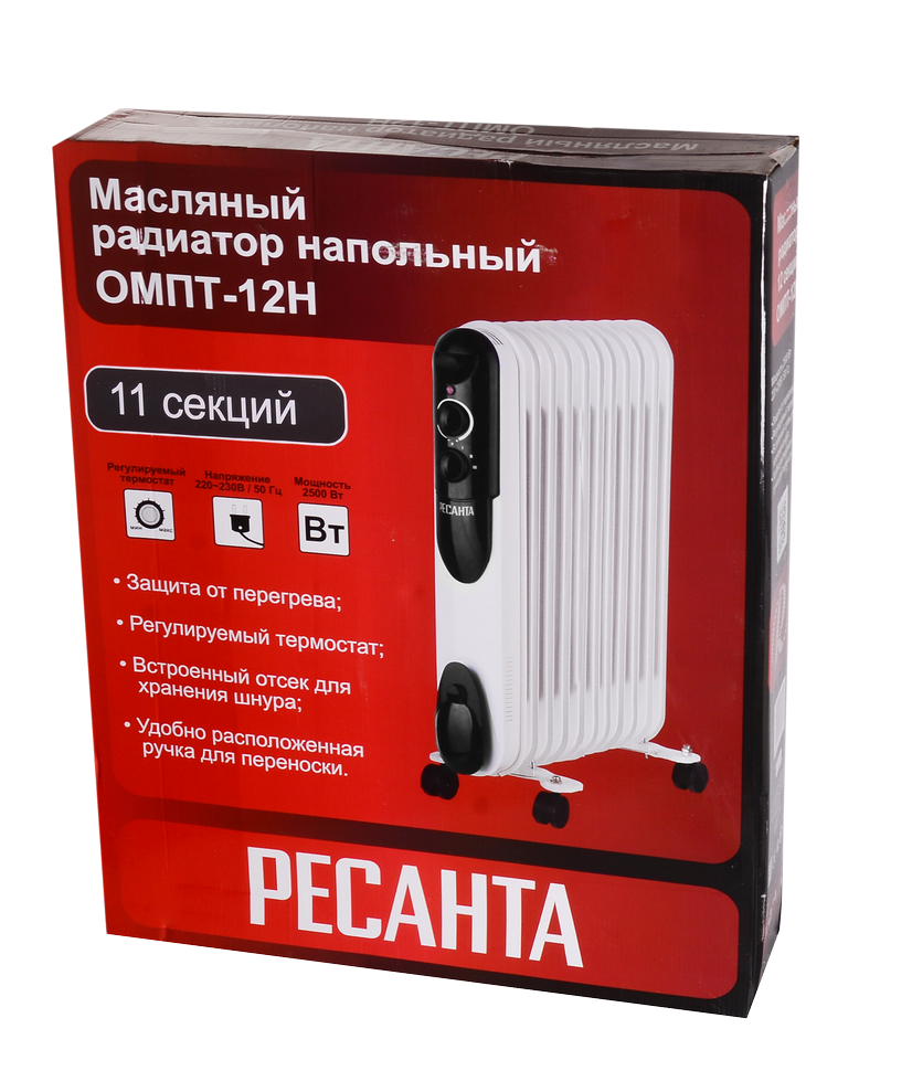 Масляный радиатор Ресанта ОМПТ-12Н 