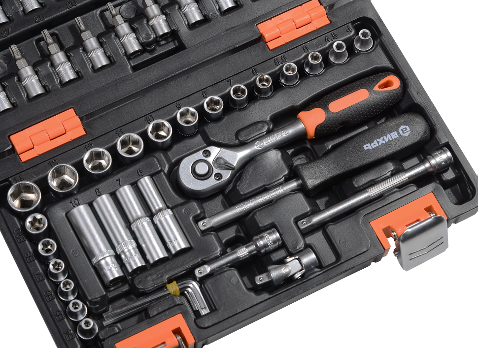 Набор инструментов, 1/4", CrV, пластиковый кейс 57 предметов Вихрь 