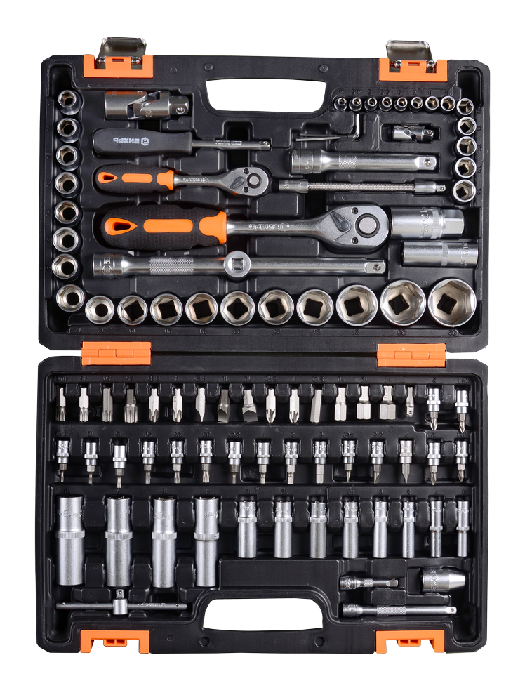 Набор инструментов, 1/2" , 1/4" , CrV, пластиковый кейс 94 предмета Вихрь 