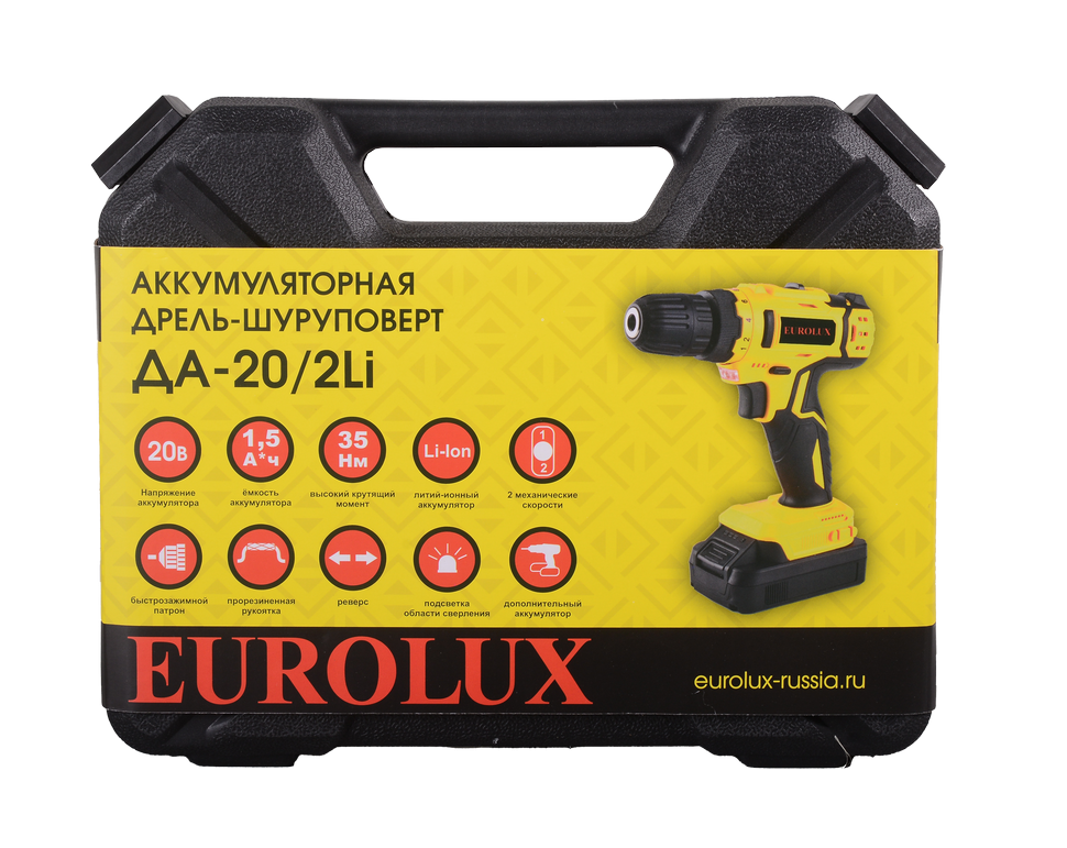 Дрель-шуруповерт Eurolux ДА-20/2Li 